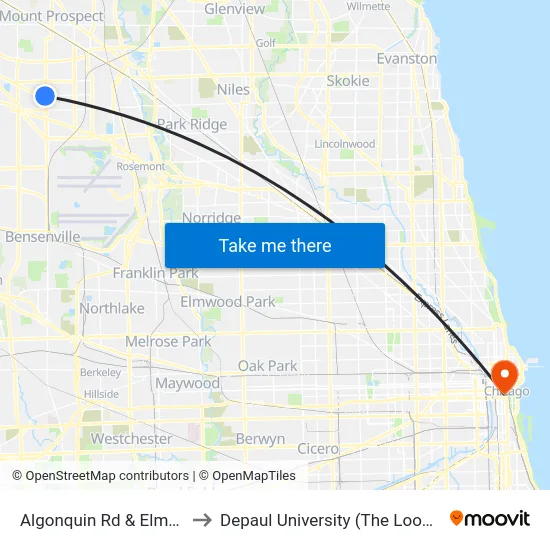 Algonquin Rd & Elmhurst Rd to Depaul University (The Loop Campus) map
