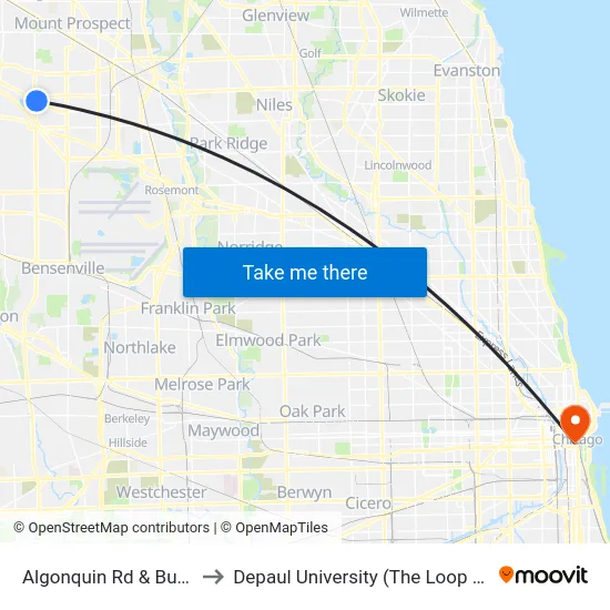 Algonquin Rd & Busse Rd to Depaul University (The Loop Campus) map