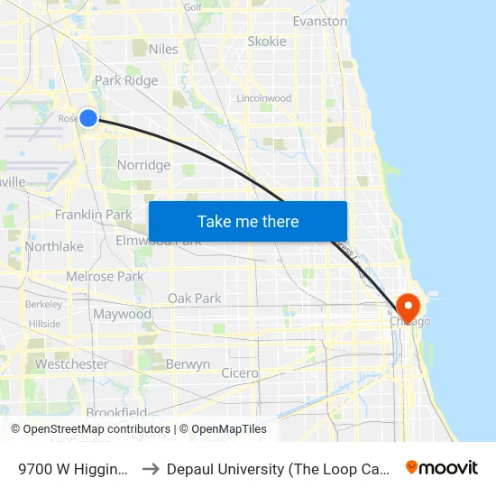 9700 W Higgins Rd to Depaul University (The Loop Campus) map