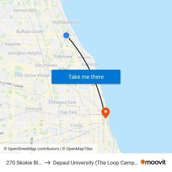 270 Skokie Blvd to Depaul University (The Loop Campus) map