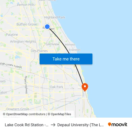 Lake Cook Rd Station - Bus Stop A to Depaul University (The Loop Campus) map