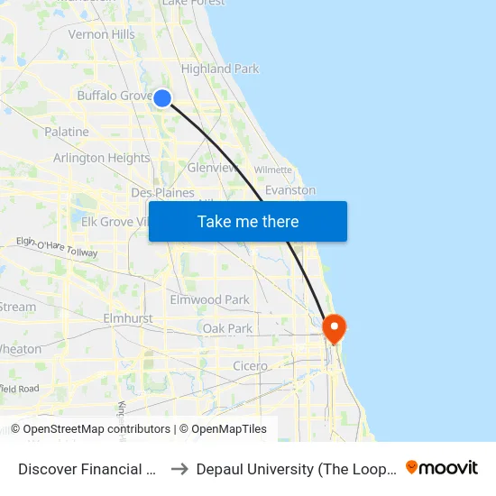 Discover Financial Services to Depaul University (The Loop Campus) map