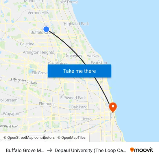 Buffalo Grove Metra to Depaul University (The Loop Campus) map
