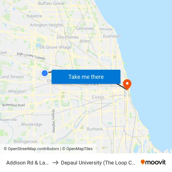Addison Rd & Lake St to Depaul University (The Loop Campus) map