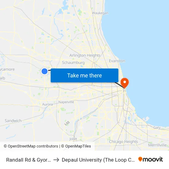Randall Rd & Gyorr Ave to Depaul University (The Loop Campus) map