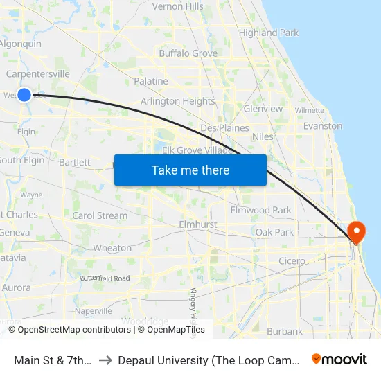 Main St & 7th St to Depaul University (The Loop Campus) map