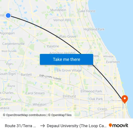 Route 31/Terra Cotta to Depaul University (The Loop Campus) map