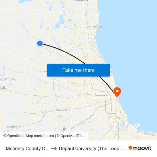 Mchenry County College to Depaul University (The Loop Campus) map