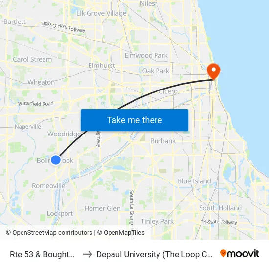 Rte 53 & Boughton Rd to Depaul University (The Loop Campus) map