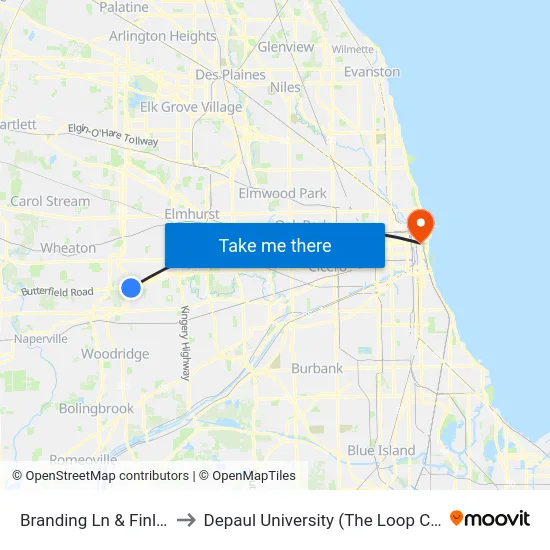 Branding Ln & Finley Rd to Depaul University (The Loop Campus) map