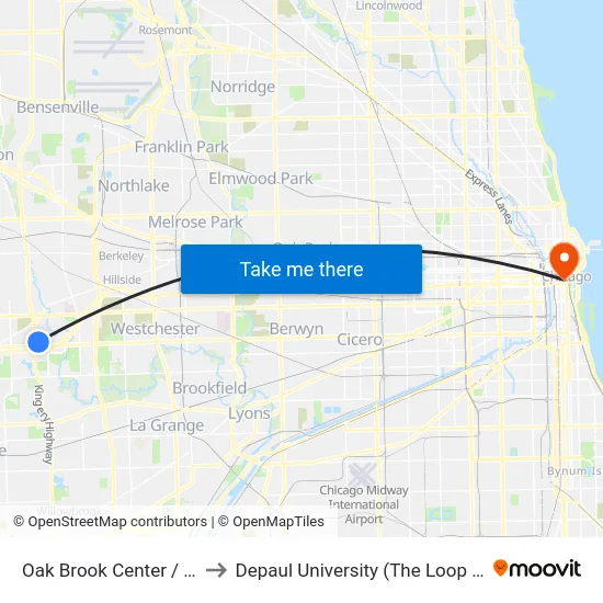 Oak Brook Center / Macy's to Depaul University (The Loop Campus) map