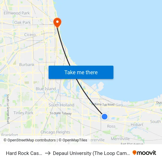 Hard Rock Casino to Depaul University (The Loop Campus) map
