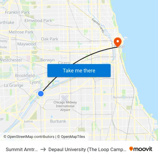 Summit Amtrak to Depaul University (The Loop Campus) map