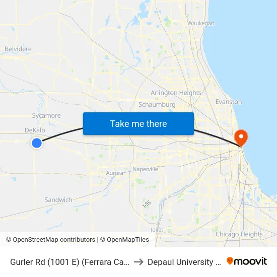 Gurler Rd (1001 E) (Ferrara Candy Company) - Wb Stop #726 to Depaul University (The Loop Campus) map