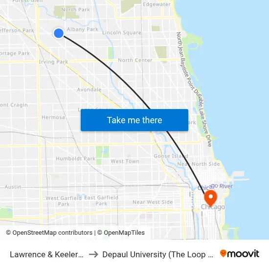 Lawrence & Keeler (East) to Depaul University (The Loop Campus) map