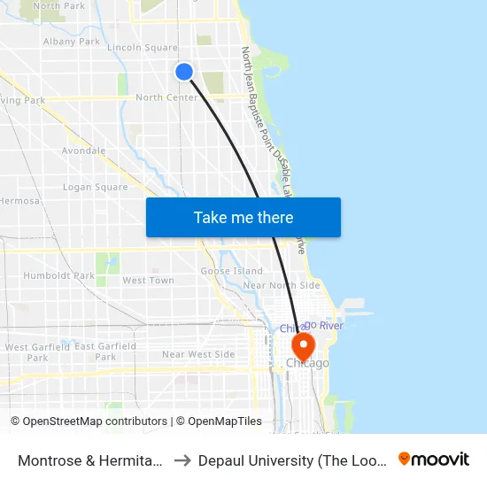 Montrose & Hermitage (East) to Depaul University (The Loop Campus) map