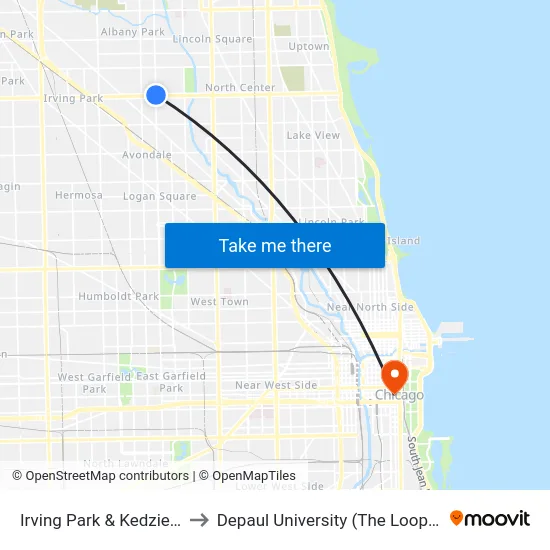 Irving Park & Kedzie (West) to Depaul University (The Loop Campus) map