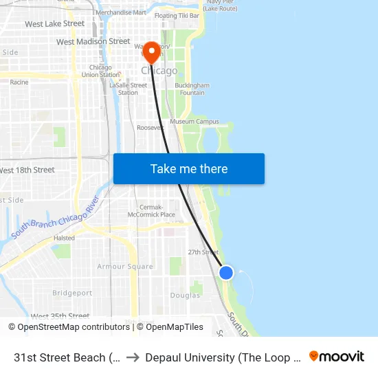 31st Street Beach (North) to Depaul University (The Loop Campus) map