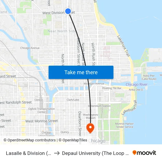 Lasalle & Division (North) to Depaul University (The Loop Campus) map