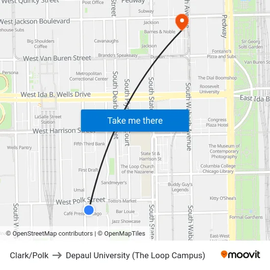 Clark/Polk to Depaul University (The Loop Campus) map