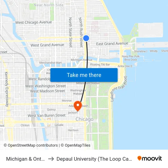 Michigan & Ontario to Depaul University (The Loop Campus) map