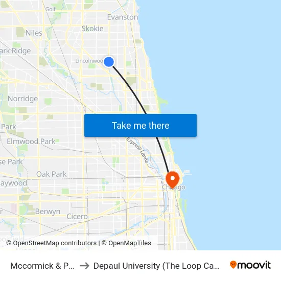 Mccormick & Pratt to Depaul University (The Loop Campus) map