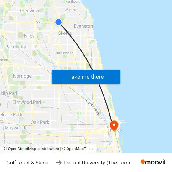 Golf Road & Skokie Blvd to Depaul University (The Loop Campus) map