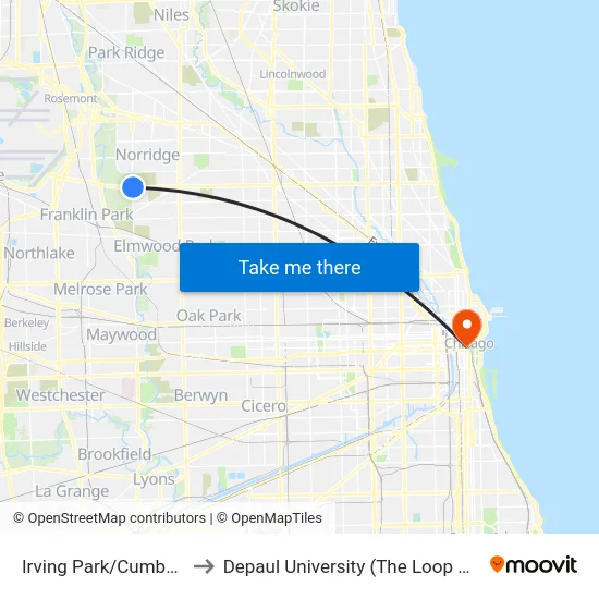 Irving Park/Cumberland to Depaul University (The Loop Campus) map