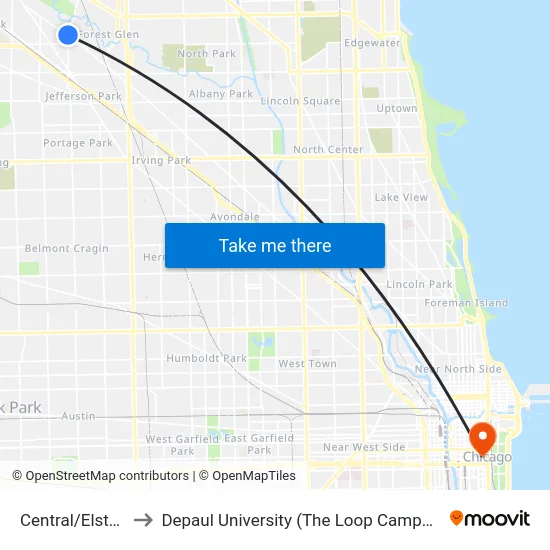 Central/Elston to Depaul University (The Loop Campus) map
