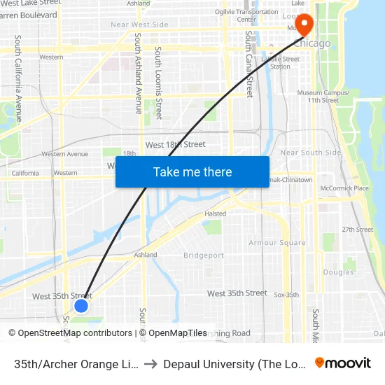 35th/Archer Orange Line Station to Depaul University (The Loop Campus) map