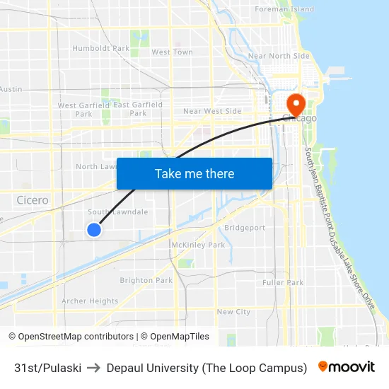 31st/Pulaski to Depaul University (The Loop Campus) map