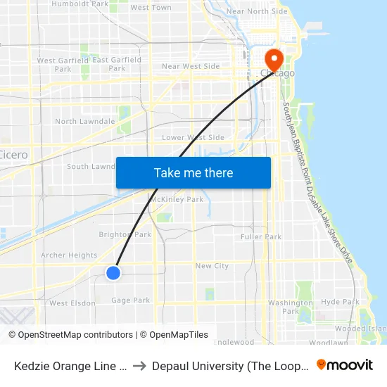 Kedzie Orange Line Station to Depaul University (The Loop Campus) map