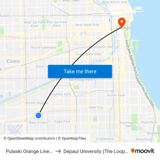 Pulaski Orange Line Station to Depaul University (The Loop Campus) map