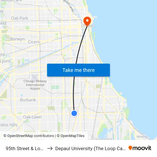 95th Street & Loomis to Depaul University (The Loop Campus) map
