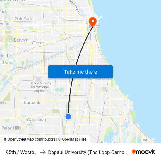 95th / Western to Depaul University (The Loop Campus) map