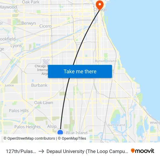 127th/Pulaski to Depaul University (The Loop Campus) map