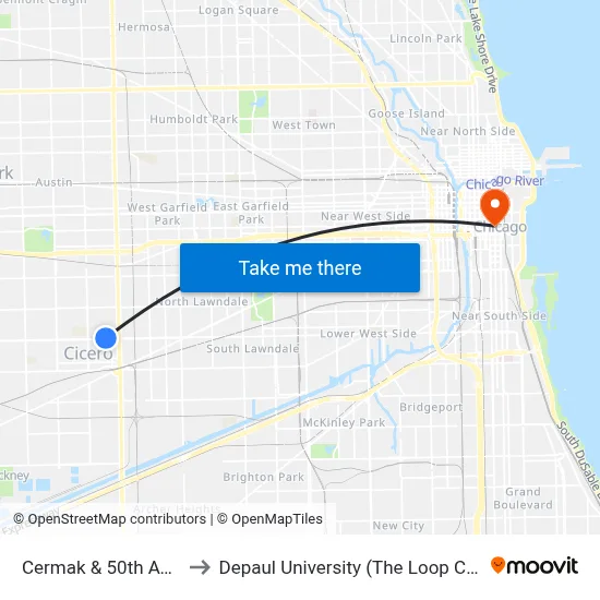 Cermak & 50th Avenue to Depaul University (The Loop Campus) map