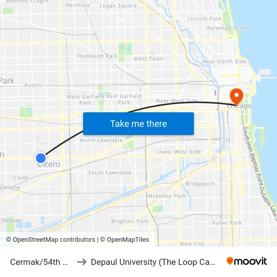 Cermak/54th Ave. to Depaul University (The Loop Campus) map