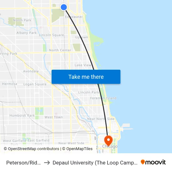 Peterson/Ridge to Depaul University (The Loop Campus) map