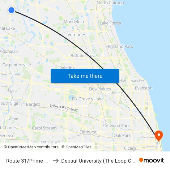 Route 31/Prime Pkwy. to Depaul University (The Loop Campus) map
