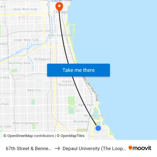 67th Street & Bennett (East) to Depaul University (The Loop Campus) map