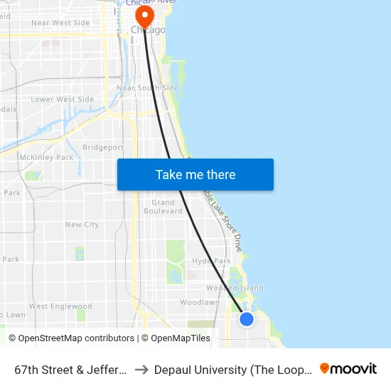 67th Street & Jeffery (East) to Depaul University (The Loop Campus) map