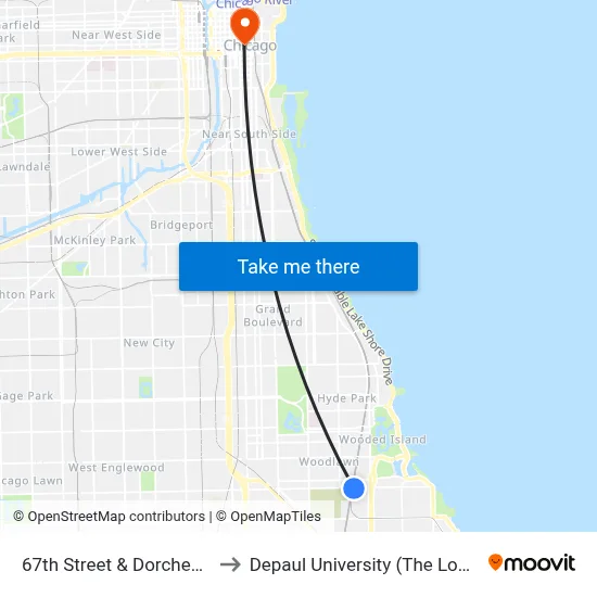 67th Street & Dorchester (East) to Depaul University (The Loop Campus) map