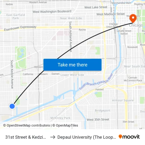 31st Street & Kedzie (West) to Depaul University (The Loop Campus) map