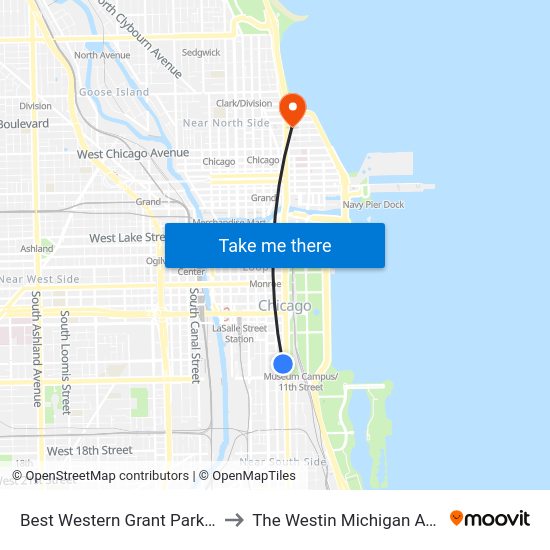 Best Western Grant Park Hotel Chicago to The Westin Michigan 