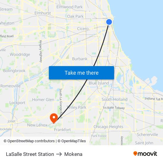 LaSalle Street Station to Mokena map