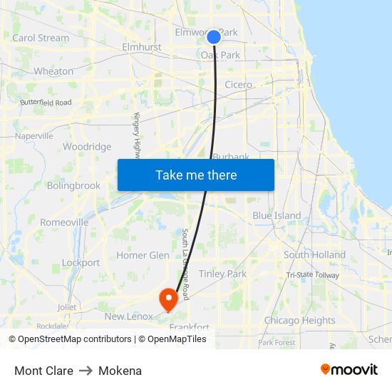 Mont Clare to Mokena map