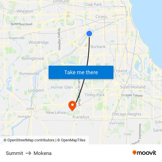 Summit to Mokena map