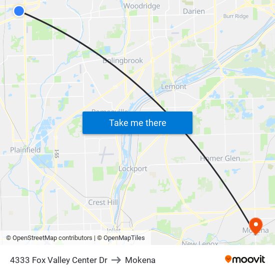 4333 Fox Valley Center Dr to Mokena map