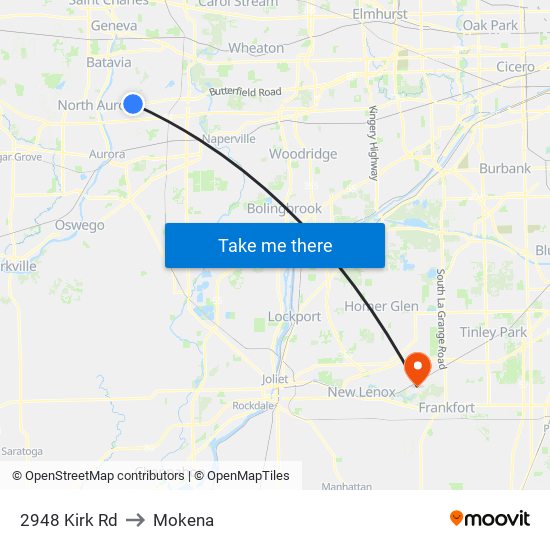 2948 Kirk Rd to Mokena map